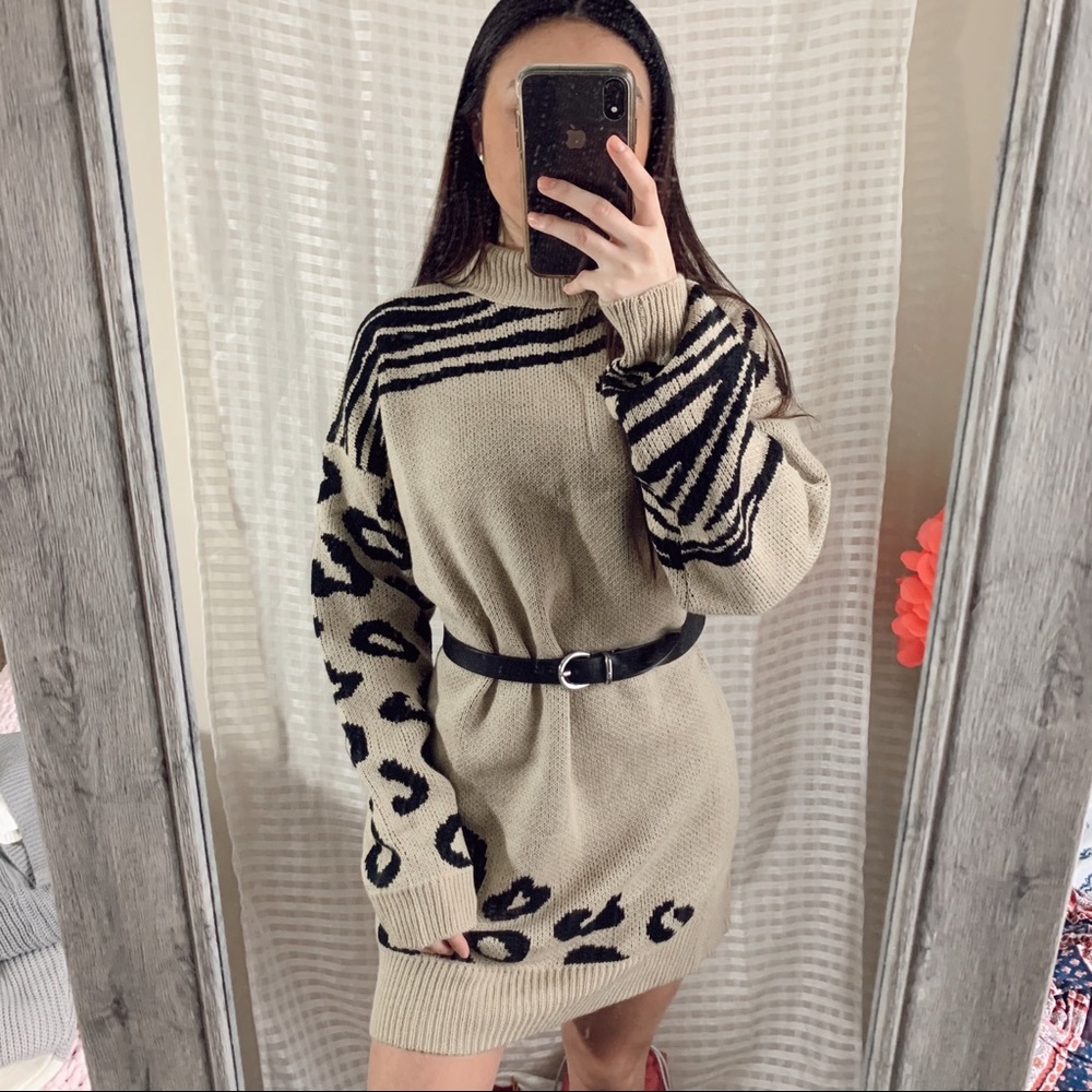 Cheetah print sweater dress